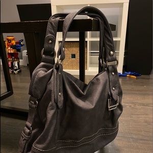Gray/purple hobo bag